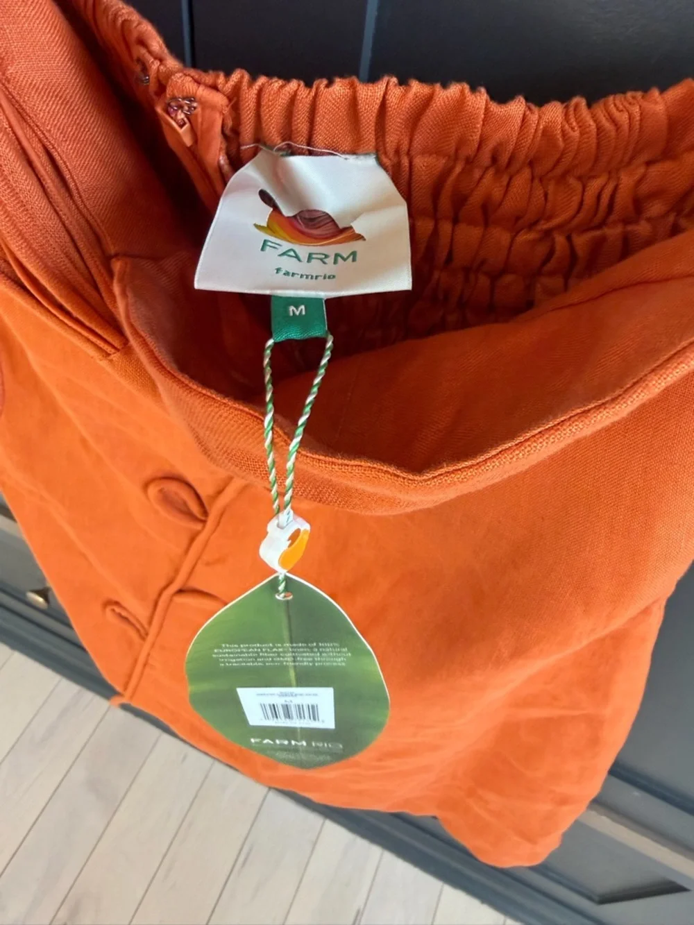 FARM Rio | Orange Flower Euroflax™ Premium 100% Linen Mini Dress | M - Picture 13 of 13